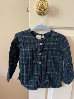 Oso and Me Green and Blue Plaid Button-Up Shirt
